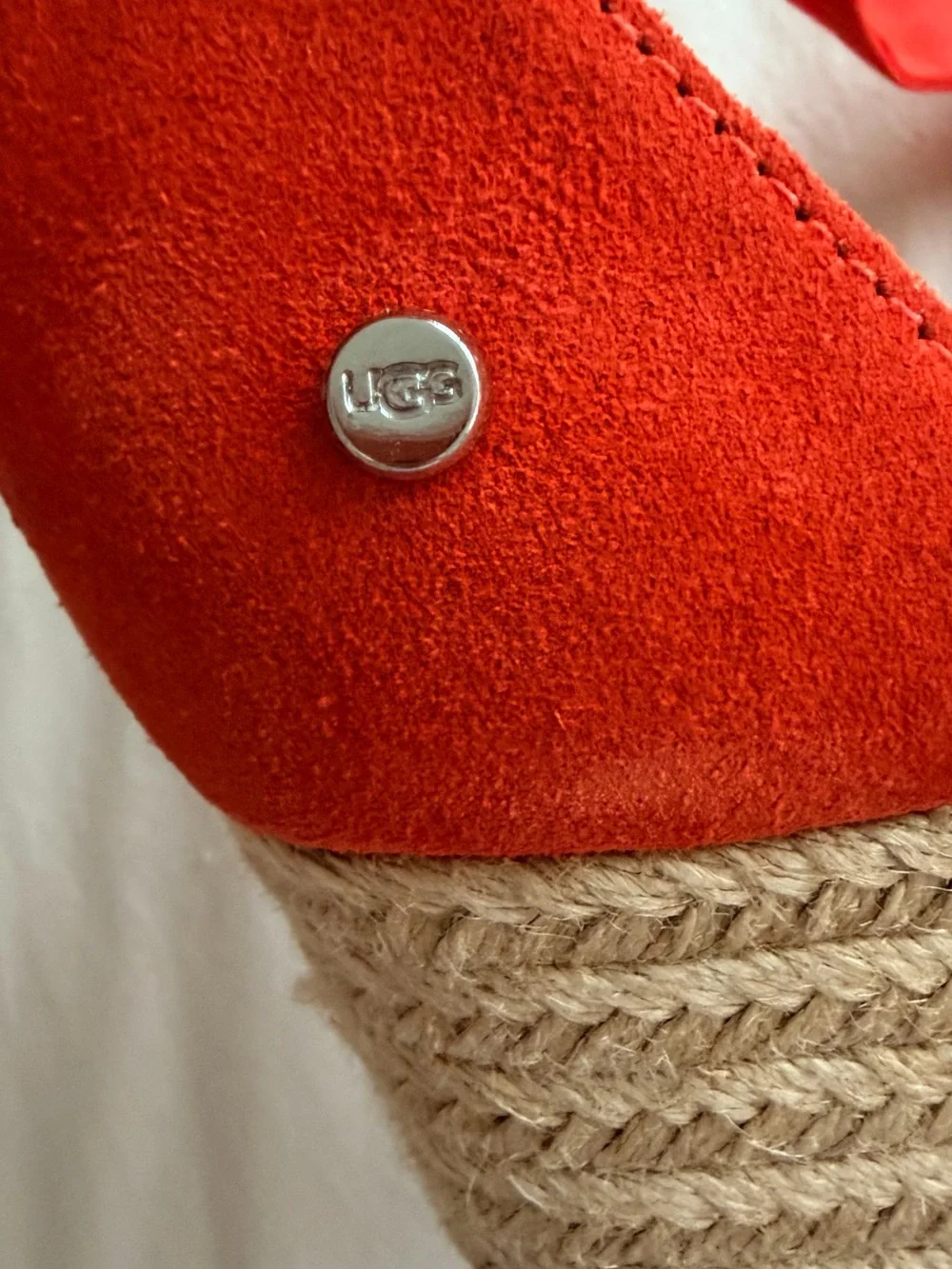 NEW UGG Yarrow Fire Orange Espadrille Wedge Sandals Women’s Size 10 EU 41